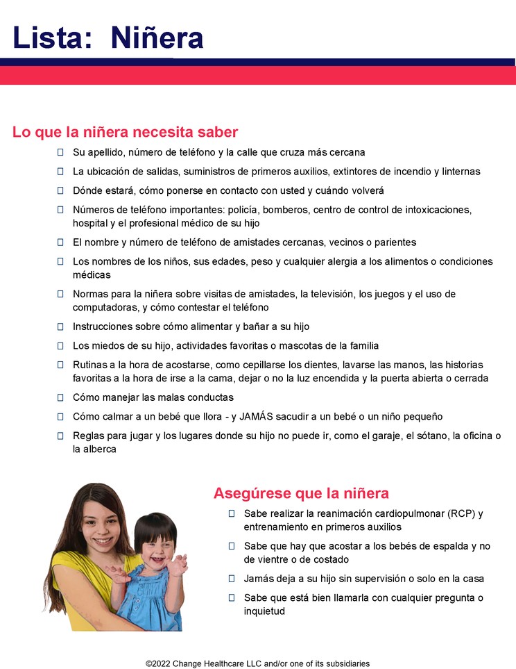 Child Care: Babysitter Guidelines: Checklist