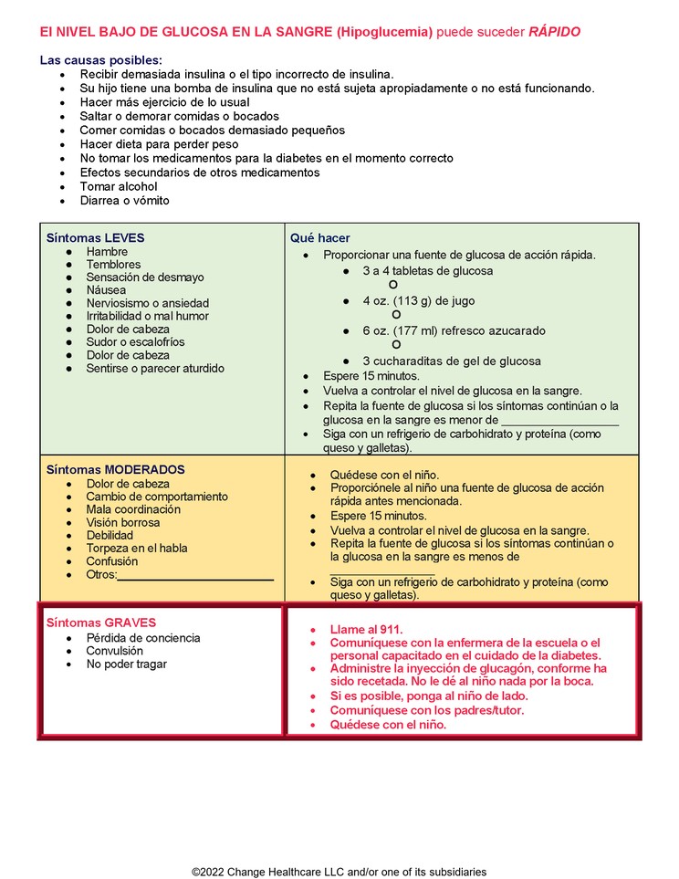 Diabetes: Emergency Action Plan for Your Child: Illustration, page 2
