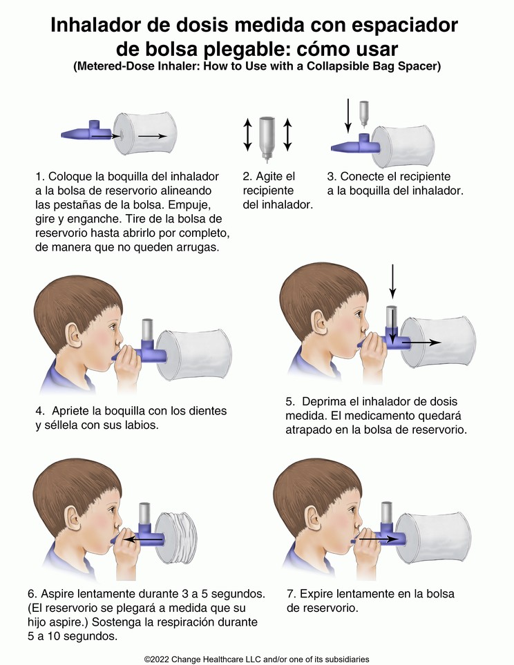 Metered-Dose Inhaler, How to Use with a Collapsible Bag Spacer: Illustration