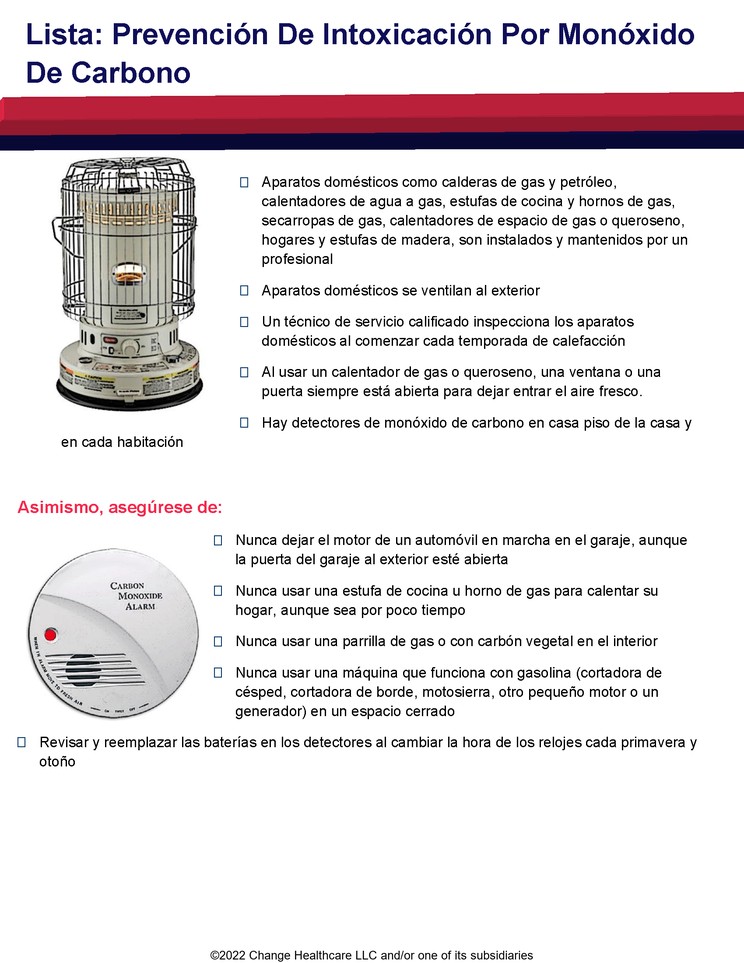 Carbon Monoxide Poisoning Prevention: Checklist