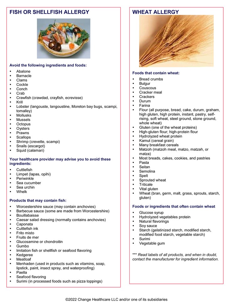 Fish and Wheat Allergy: Illustration