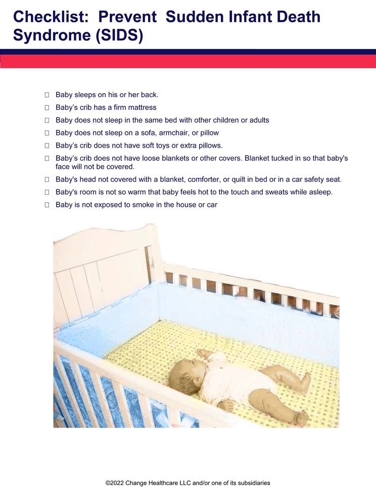 Sudden Infant Death Syndrome (SIDS): Checklist